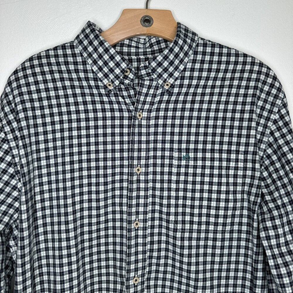 Southern Tide‎ Shirt Men’s Large Black Blue Plaid Long Sleeve Button Up Fishing